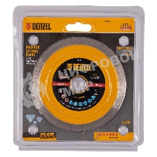 Диск алмазный отрезной Denzel 125 х 22,2 мм, сплошной, супертонкий, горячий пресс, мокрое резание