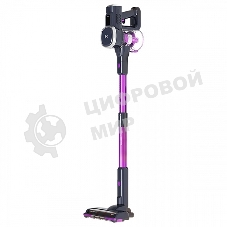 Пылесос вертикальный BQ VCA0201H фиолетовый/серый, питание от аккумулятора, 110 Вт, уборка сухая, пылесборник 0.6 л, работа от АКБ max 40 мин