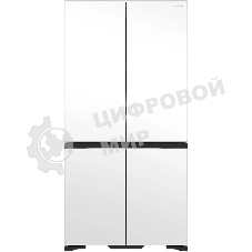 Холодильник Hitachi R-WB720PUC1 GPW белый стекло трехкамерный 357/103л морозилка снизу, No Frost, Side by Side