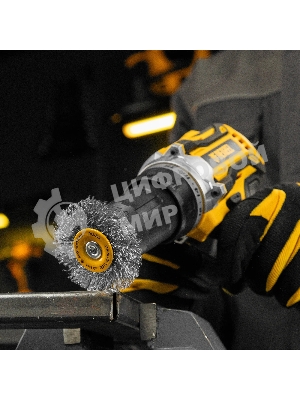 Щетка для дрели Denzel 60 мм, плоская, со шпилькой, нержавеющая витая проволока