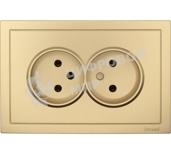 Розетка LEZARD 704-3600-128BQC 2-мест. б/з СП ZIMA IP20 16А ПБТ безвинт. зажим зол.