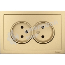 Розетка LEZARD 704-3600-128BQC 2-мест. б/з СП ZIMA IP20 16А ПБТ безвинт. зажим зол.