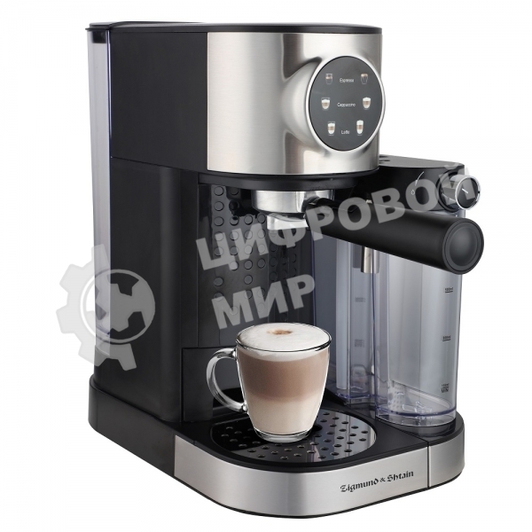 Кофеварка рожковая Zigmund & Shtain ZCM-890 черный/стальной, исп. кофе - молотый, 1.2 л, 1600 Вт, 15 бар