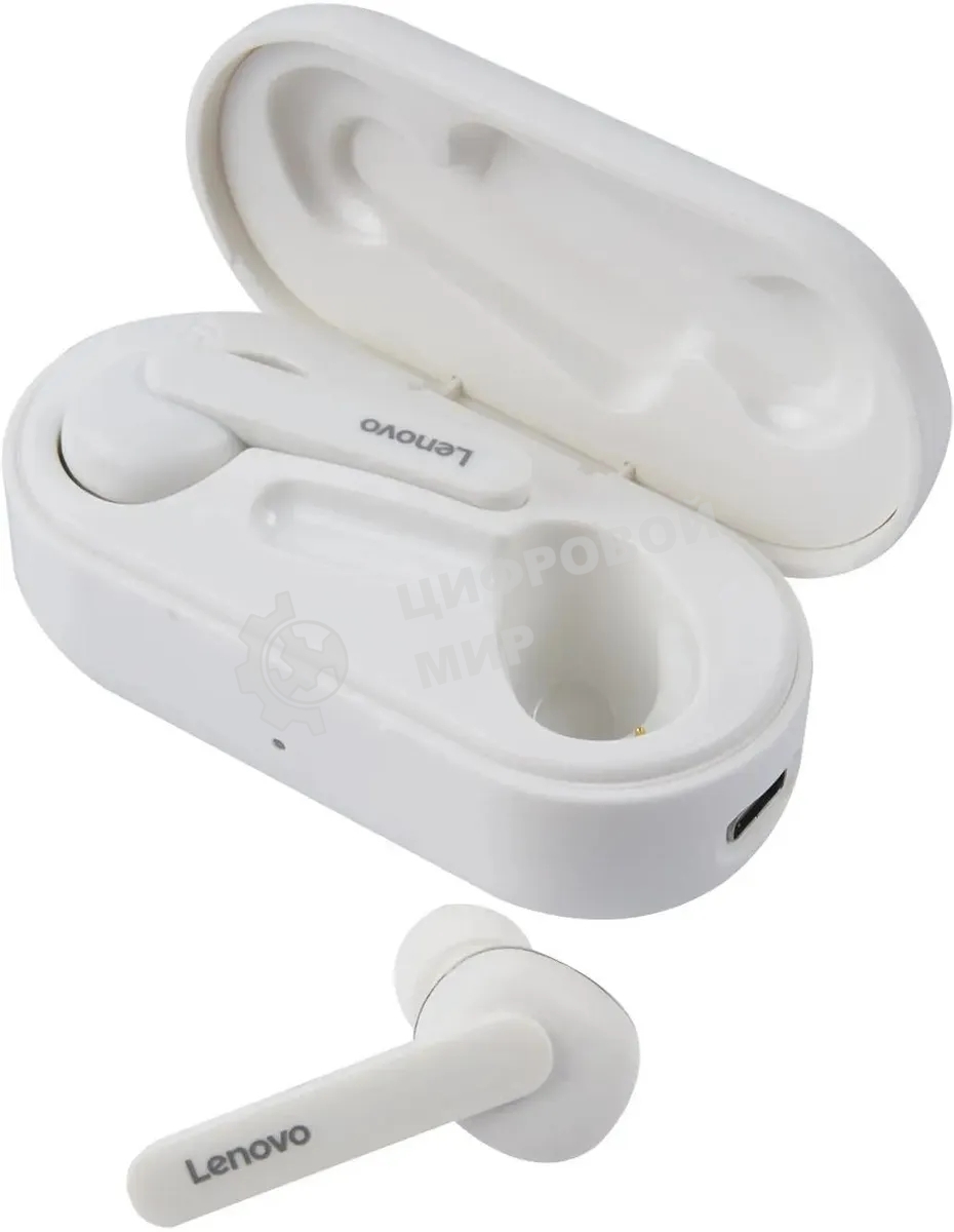 Гарнитура Lenovo HT28 белый, беспроводная, Bluetooth 5.0, TWS, до 4 ч