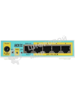 Маршрутизатор MikroTik RB750UPr2 hEX PoE lite 5x Ethernet, раздача PoE, 650 МГц ЦП, 64 МБ 5-портовый 100-Мбитный маршрутизатор с поддержкой PoE на 4-х портах