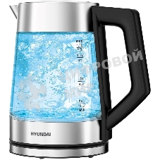 Чайник электрический Hyundai HYK-G4402 1.7 л, 2200 Вт, черный/серебристый корпус: стекло