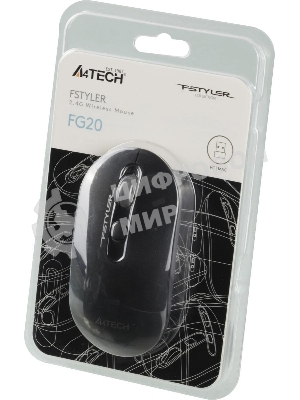 Мышь беспроводная A4Tech Fstyler FG20 серый, 2000 dpi, радиоканал, USB, кнопки - 4