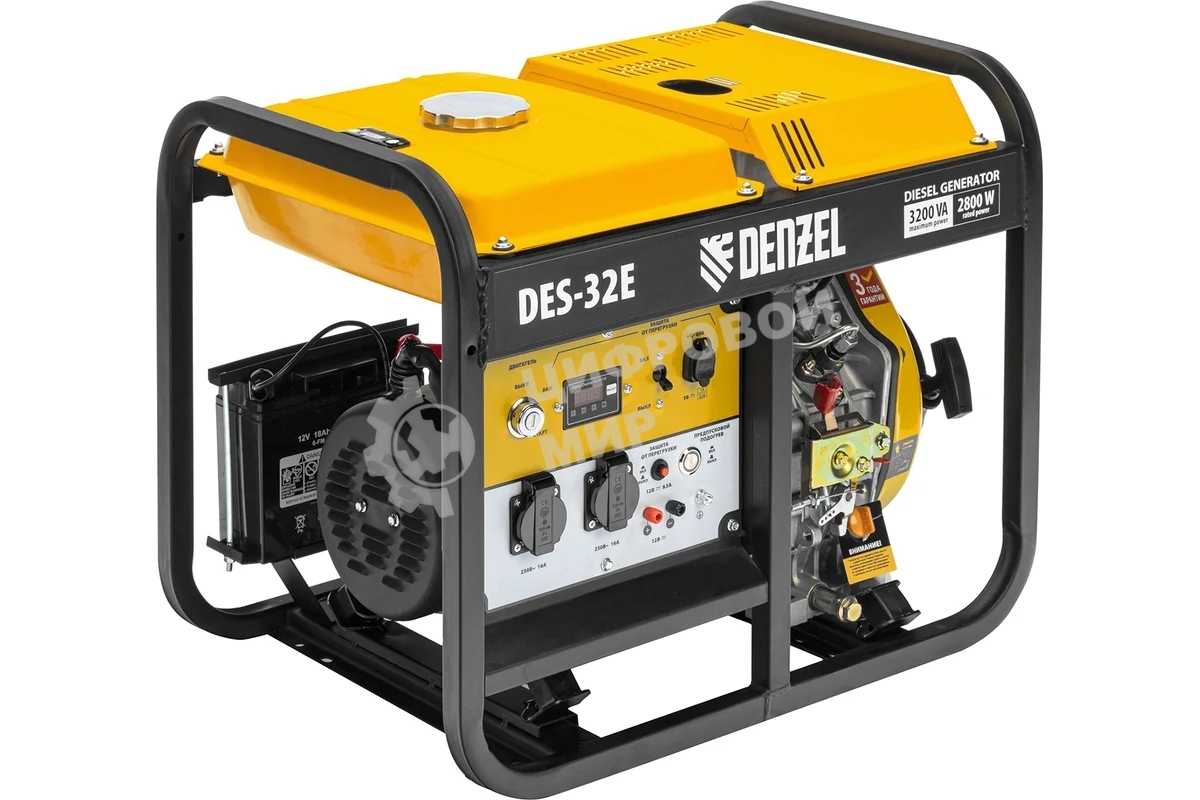 Электрогенератор дизельный Denzel DES-32E, 3.2 кВт, 110 дБ, 78.9 кг