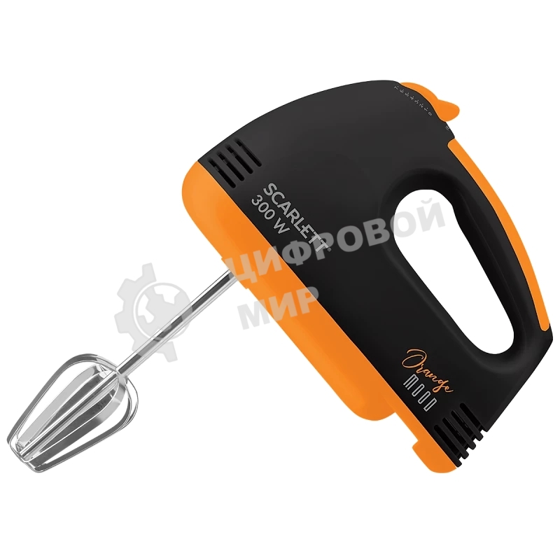 Миксер ручной Scarlett SC-HM40S20 300 Вт, черный/оранжевый