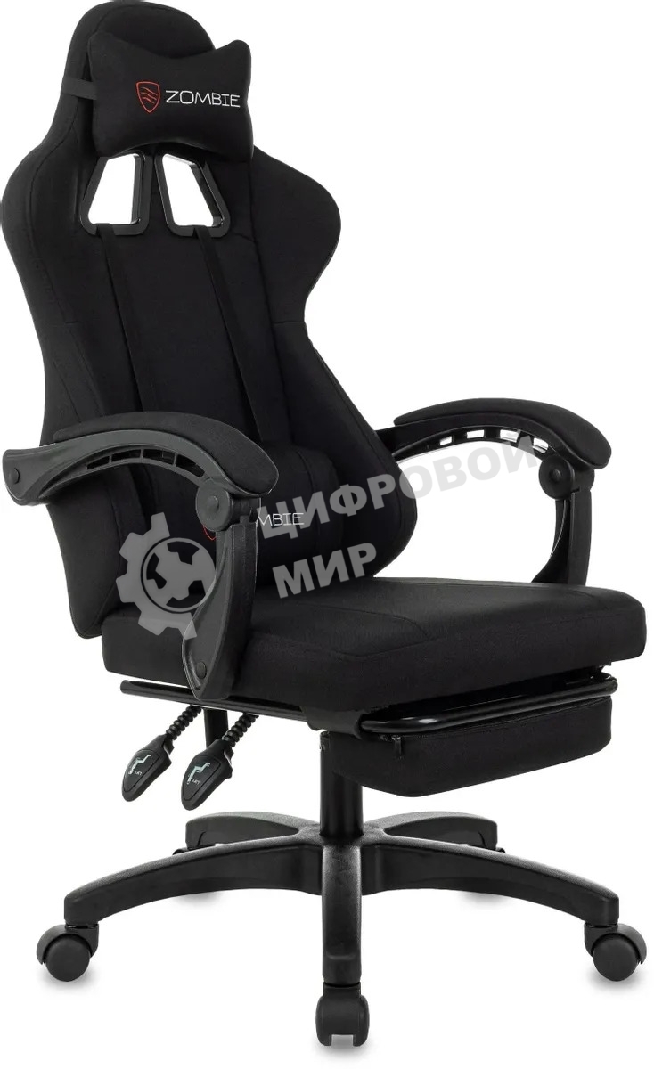 Кресло Zombie Weaver черный, ткань, подголовник, подставка для ног