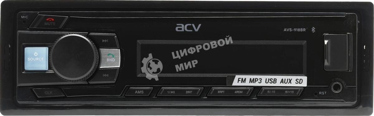 Автомагнитола ACV AVS-918BR, 1 DIN, Bluetooth, USB Type-A, AUX