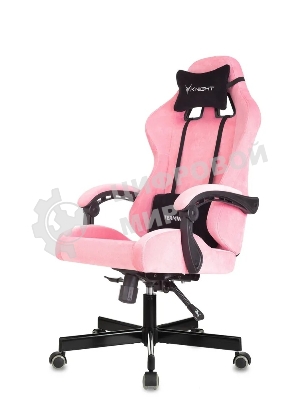 Кресло Knight Terminator розовый, велюр, 120 кг, механизм качания