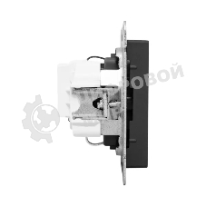 Механизм розетки EKF UP1-SOB-111 16А, с заземлением, со шторками, черный Эпика