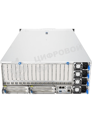 Серверная платформа ASUS ESC8000A-E13P, 4U, 2x SP5 (LGA 6096),24x DDR5 6400, 8x 2.5'' hsb NVME, up to 14x PCIe*, 2x M.2 22110 NVME, 1x 2-port 10Gbe RJ-45 Intel 710 LAN, up to 8 dual-slot GPUs, 3+1 3200W