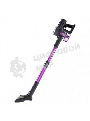 Пылесос вертикальный BQ VCA0201H фиолетовый/серый, питание от аккумулятора, 110 Вт, уборка сухая, пылесборник 0.6 л, работа от АКБ max 40 мин