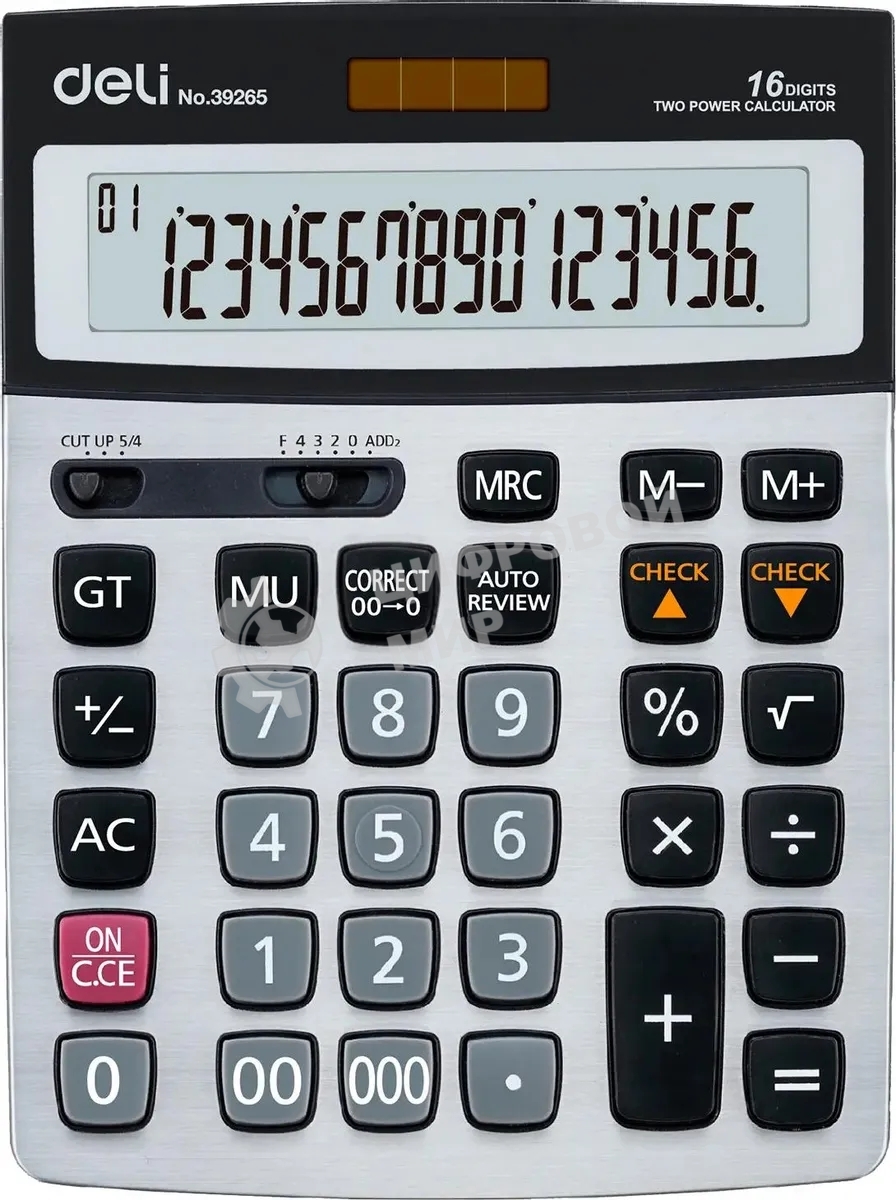 Калькулятор бухгалтерский Deli E39265 серый 16-разр.