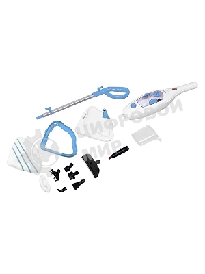 Паровая швабра Blackton Bt SM1114 White-blue, Мощность 1300 Вт, 2 в 1. Вертикальная и компактная, Резервуар для воды 300 мл, Время неприрывной работы до 20 минут, Быстрая и эффективная очистка всех типов полового покрытия: паркет, линолеум, плитка, Уничтожение до 99,9% бактерий и микробов, Поворотная щетка, 12 насадок в комплекте, Вертикальная парковка, Быстрый нагрева 20 секунд