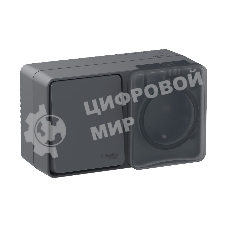 Блок ОП AtlasDesign Profi54 розетка 16А 250В с заземл. защ. шторки + 1-кл. выключатель 10А IP54 антрацит SchE