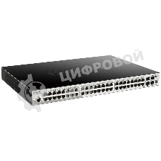 Kоммутатор D-Link DGS-1510-52XMP/A2A PROJ Управляемый L2+ стекируемый с 48 портами 10/100/1000Base-T и 4 портами 10Gbase-X SFP+ (48 портов PoE 802.3af/at, PoE-бюджет 370 Вт; 740 Вт с DPS-700)