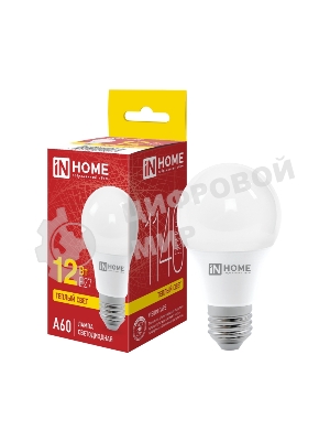 Лампа светодиодная IN HOME 4690612020235 LED-A60-VC 12 Вт 230В E27 3000К