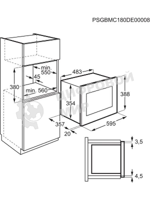 Встраиваемая микроволновая печь Electrolux LMS4253TMX/с грилем, объем 25 л., высота 390 мм, черный/нерж. Сталь