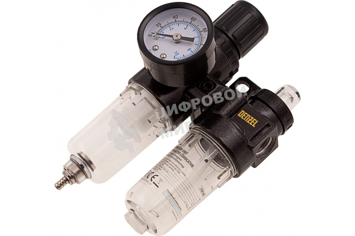 Блок подготовки воздуха регулятор-фильтр-лубрикатор Denzel FLR1500, 10 бар, 1500 л/мин, 1/4