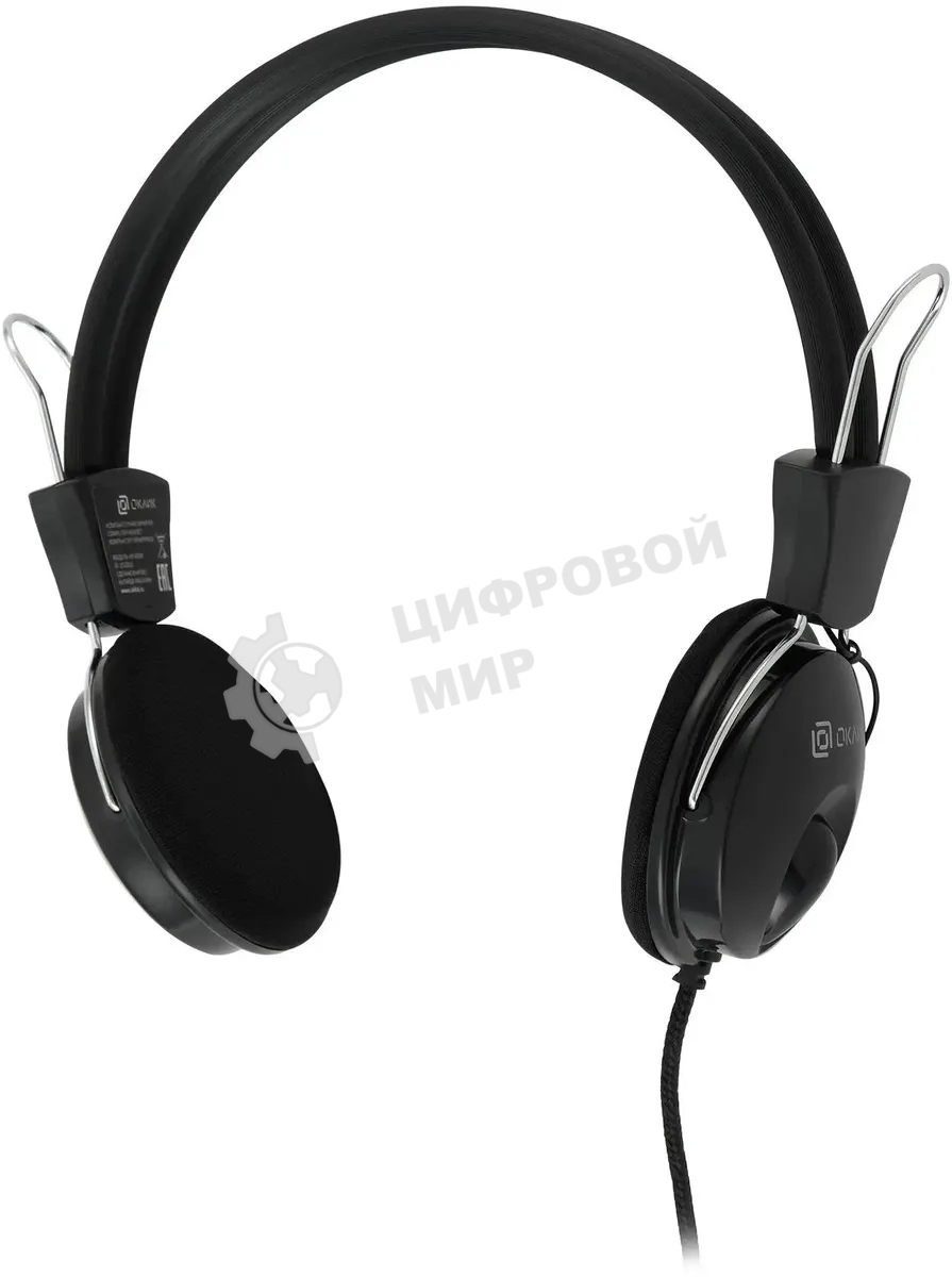 Проводные наушники Oklick HS-M200 черный, накладные, Jack 3.5 мм