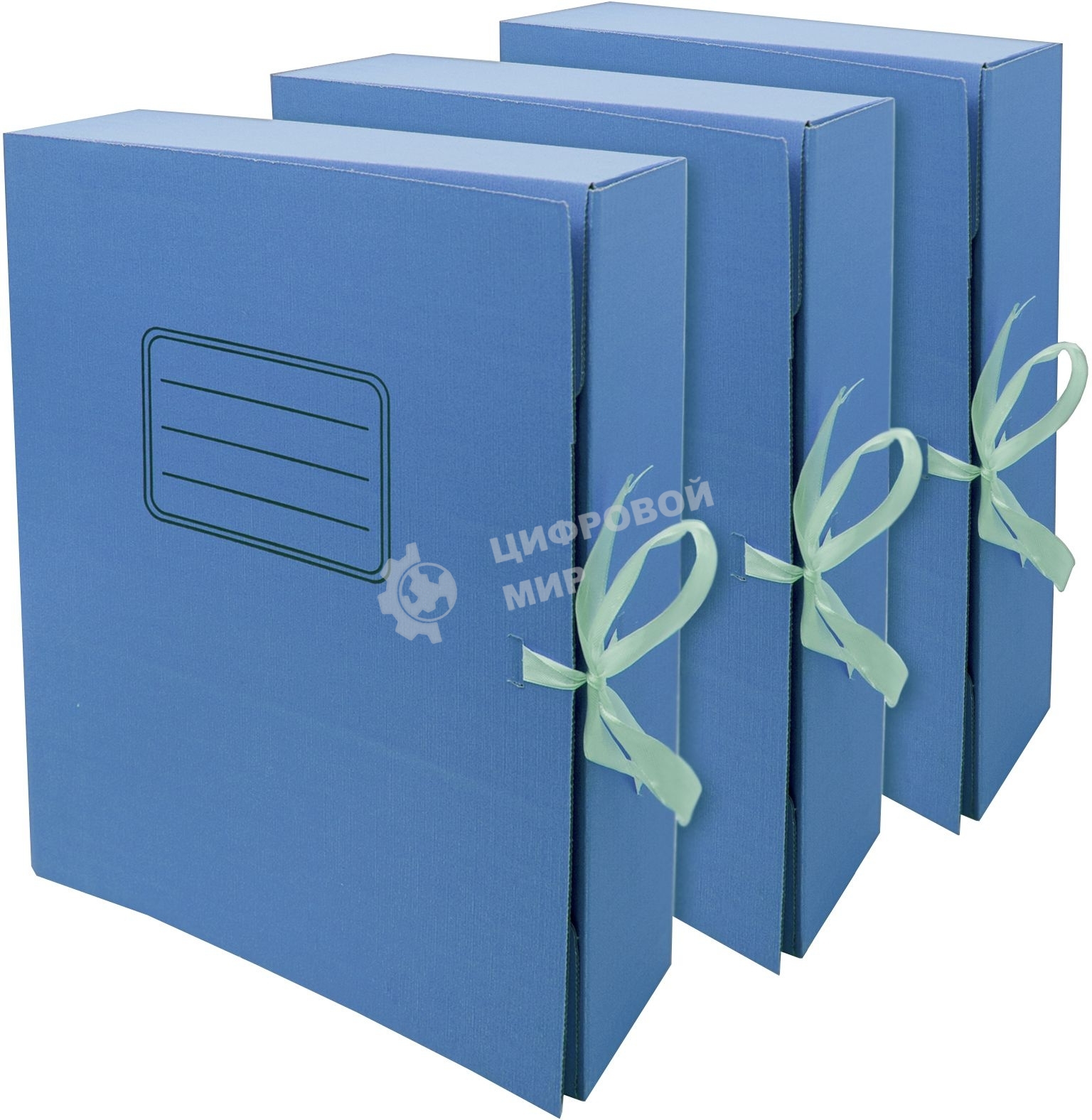 Папка архивная 2 завязки Silwerhof 1914784 микрогофрокартон корешок 75мм, A4 синий (упаковка: 3шт)