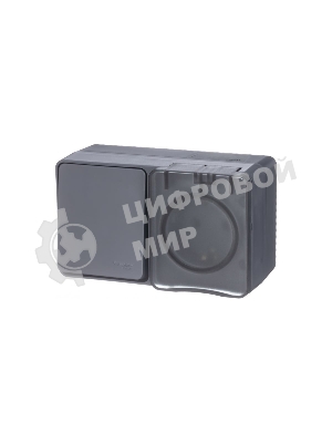 Блок ОП AtlasDesign Profi54 розетка 16А 250В с заземл. защ. шторки + 1-кл. выключатель 10А IP54 антрацит SchE