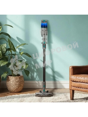 Пылесос вертикальный Kitfort КТ-5305 серый/синий, питание от аккумулятора, 225 Вт, уборка сухая, пылесборник 0.5 л