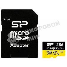 Флеш карта microSDXC 256Gb Silicon Power SP256GbSTXLA2V1NSP Inspire V30 A2 + adapter