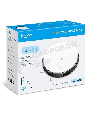 Робот-пылесос TP-Link Tapo RV10 белый/черный, 25 Вт, 2600 мАч Li-Ion, уборка влажная/сухая, пылесборник контейнер 0.4 л
