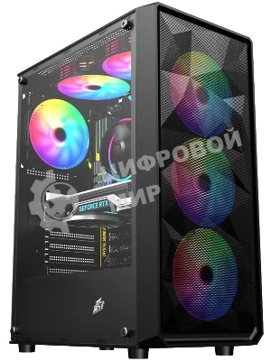 Компьютерный корпус 1STPLAYER FD3 Black, ATX, 4x120мм LED fans inc.