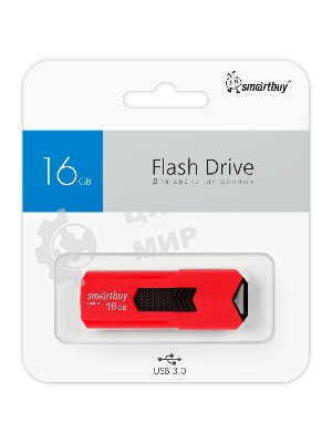 Флешка USB Smartbuy STREAM Red (SB16GbST-R3), 16Gb, USB 3.0, R/W 75/30, красный/черный
