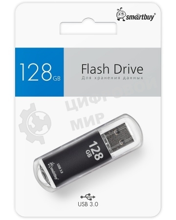 Флешка USB Smartbuy V-Cut Black (SB128GbVC-K3), 128Gb, USB 3.0, R/W 75/30, черный