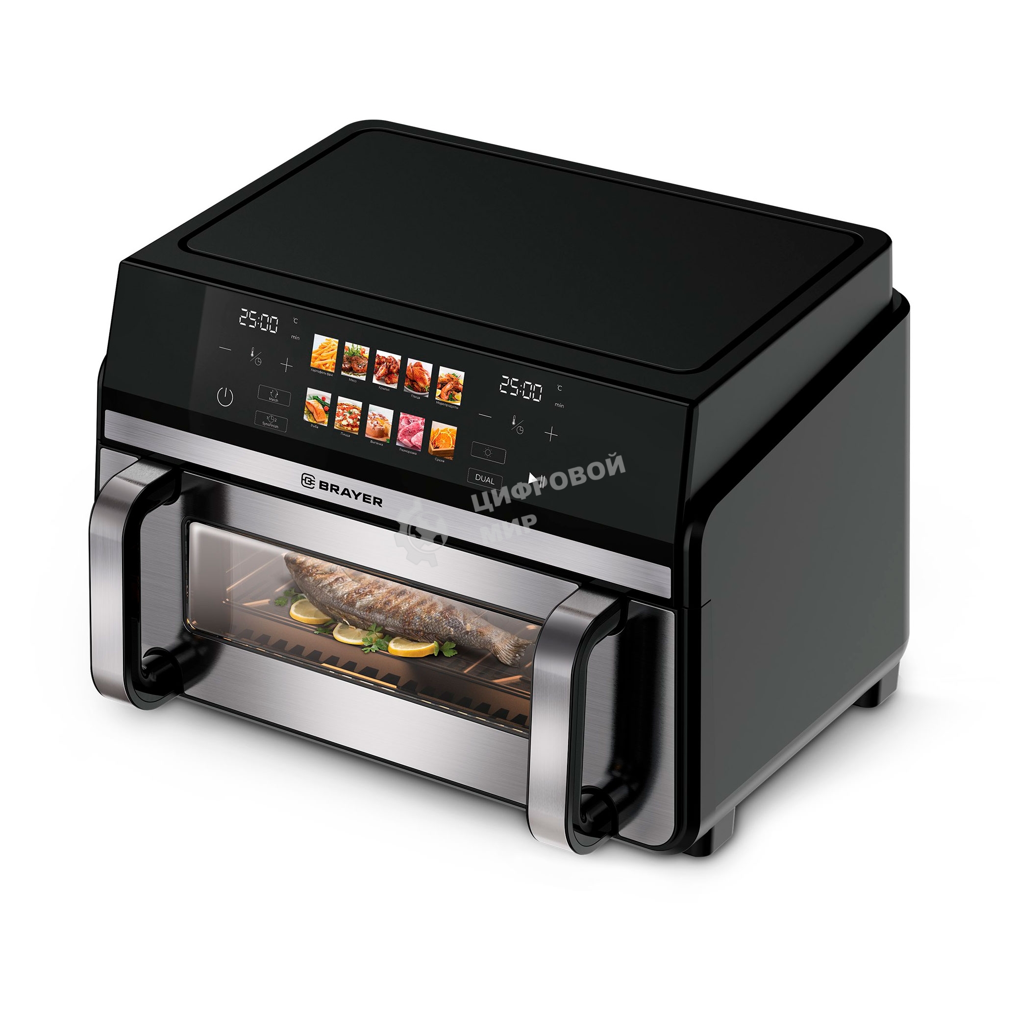 Аэрогриль BRAYER BR2055 черный, 2200 Вт, 11 л, сенсор, 10 программ