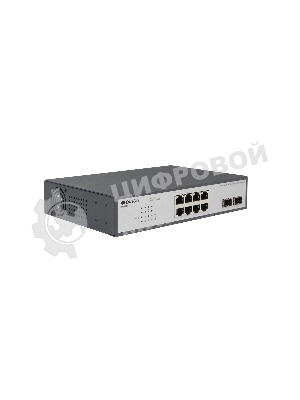 Коммутатор неуправляемый PoE ORIGO Unmanaged Switch 8x1000Base-T PoE, 2x1000Base-X SFP, PoE Budget 120W, 19