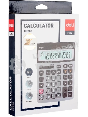 Калькулятор бухгалтерский Deli E39265 серый 16-разр.