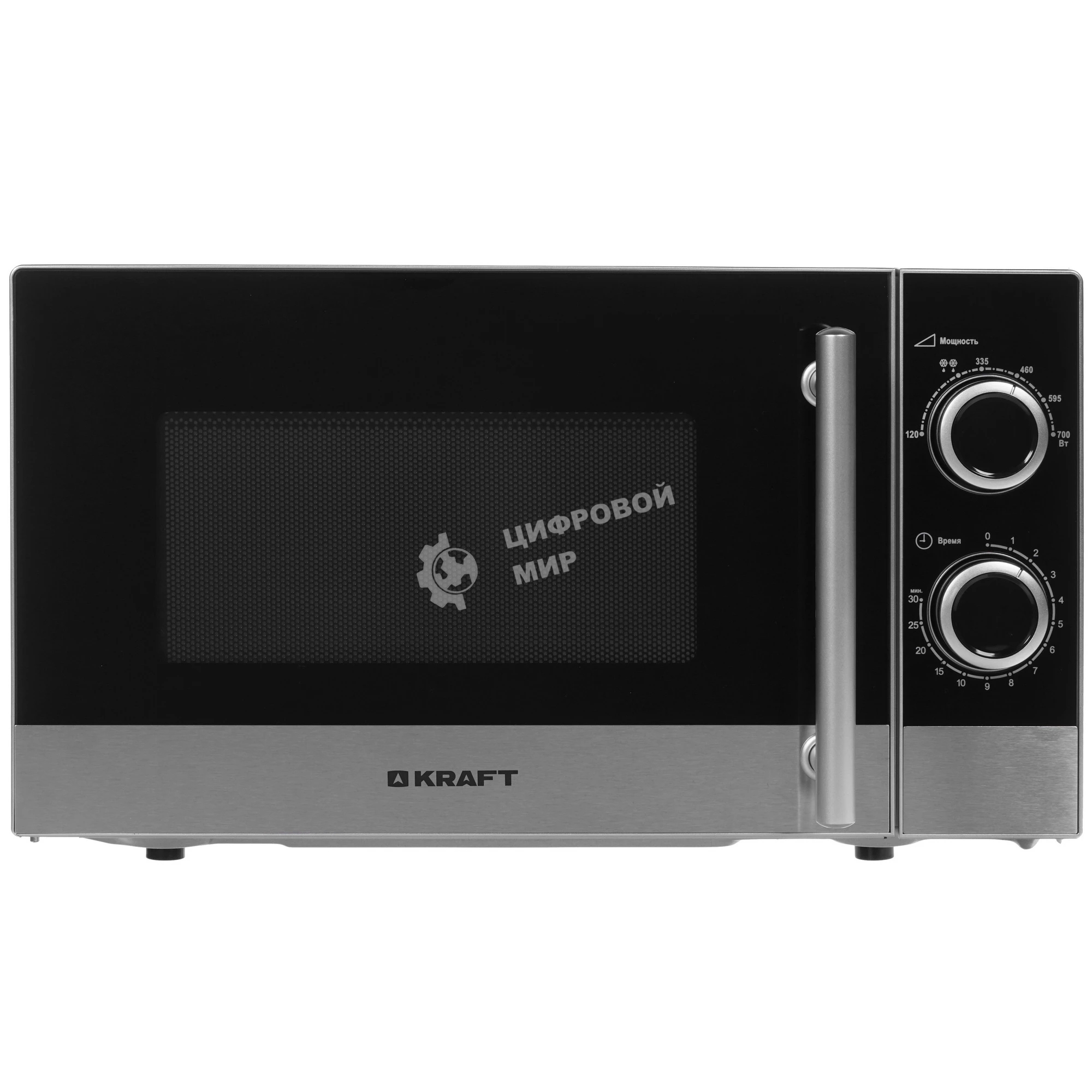 Микроволновая печь Kraft KF-20MW7S-200M серебристый, 20 л, 700 Вт, переключатели - поворотный механизм