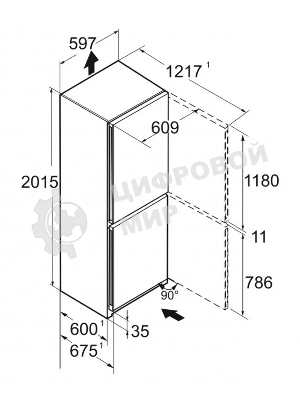 Холодильник Liebherr CBNC 5723-22 001 белый двухкамерный 255/94л морозилка снизу