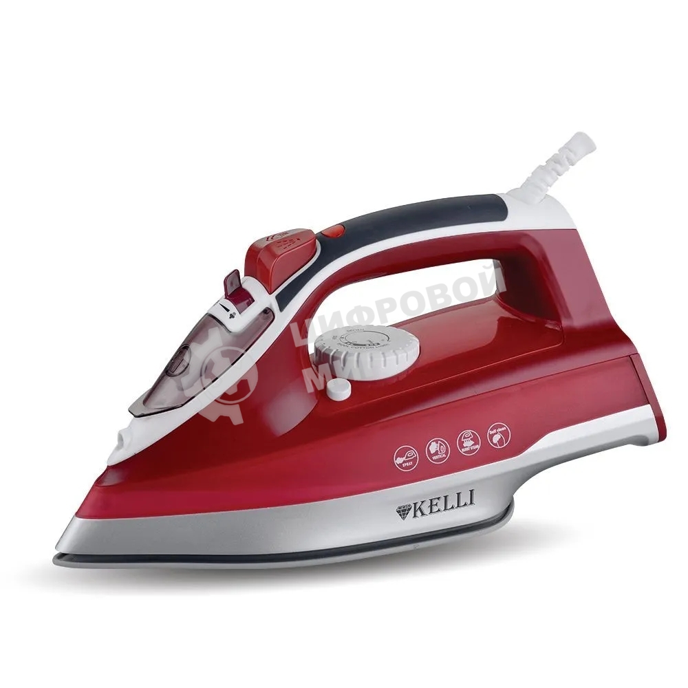Утюг Kelli KL-1622 красный, 2200 Вт, 100 г/мин, 400 мл