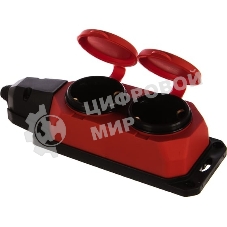 Колодка каучуковая ЭРА с/з 2 гн 16A IP44 красная (12/120/720)