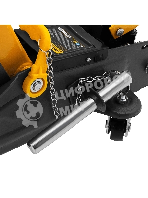 Домкрат гидравлический подкатной с фиксатором Denzel 2 т, 130-330 мм, в кейсе