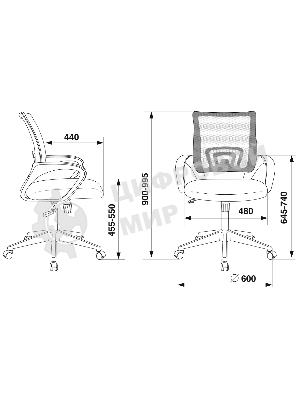 Кресло Бюрократ CH-695N/BL/TW-11 синий/черный, сетка, 120 кг, механизм качания