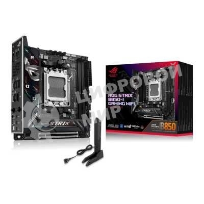 Материнская плата ASUS ROG STRIX B850-I GAMING WIFI, AM5, AMD B850, 2xDDR5, 2xM.2, 2xSATA, PCIe 4.0 x16, 1xHDMI, 1xUSB Type-C, 1x2.5Gb LAN, Wi-Fi 7, Bluetooth 5.4, 5xUSB-A 10Gbps, 1xUSB-C 20Gbps, 2xUSB-A 2.0, 3x3.5 мм, S/PDIF, 7.1, Mini-ITX