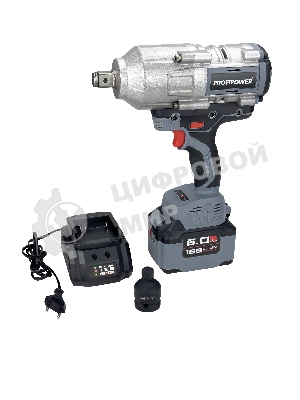 Аккумуляторный гайковерт бесщеточный ударный ProfiPower T-2000N (Li-ion-1шт, 6.0А·ч, 2000Нм, адаптер переходника, З/У, в кейсе)