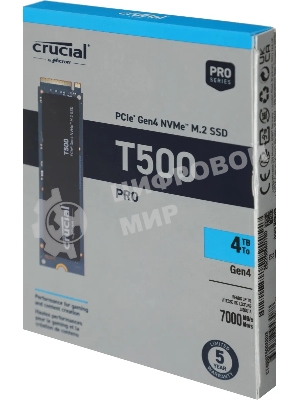 Накопитель SSD Crucial T500 4Tb PCIe Gen4 NVMe M.2 SSD CT4000T500SSD3