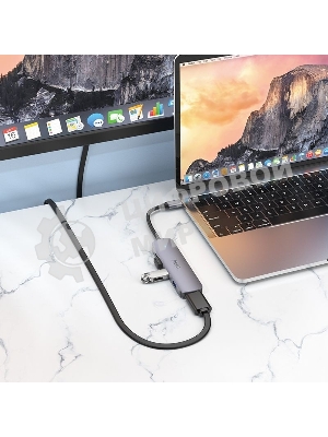 Разветвитель USB-C Hoco HB27 4порт. серый