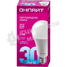 Лампа светодиодная ОНЛАЙТ 61972 OLL-A70-30-230-6.5K-E27