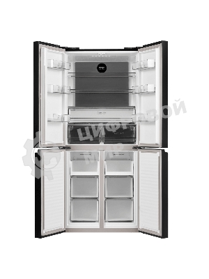 Холодильник Maunfeld MFF183NFBE черный трехкамерный инвертор 270/135л морозилка снизу, Total NoFrost, Side by Side